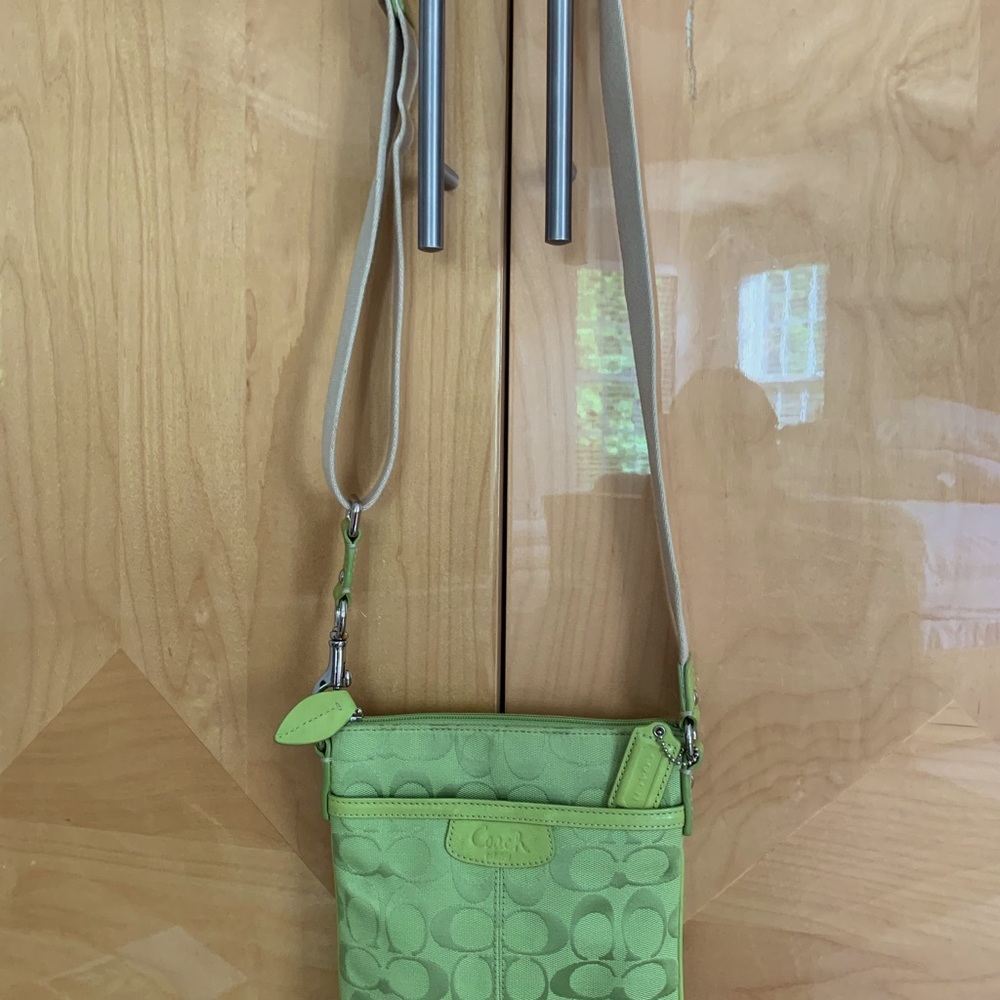Coach leather trimmed crossbody bag